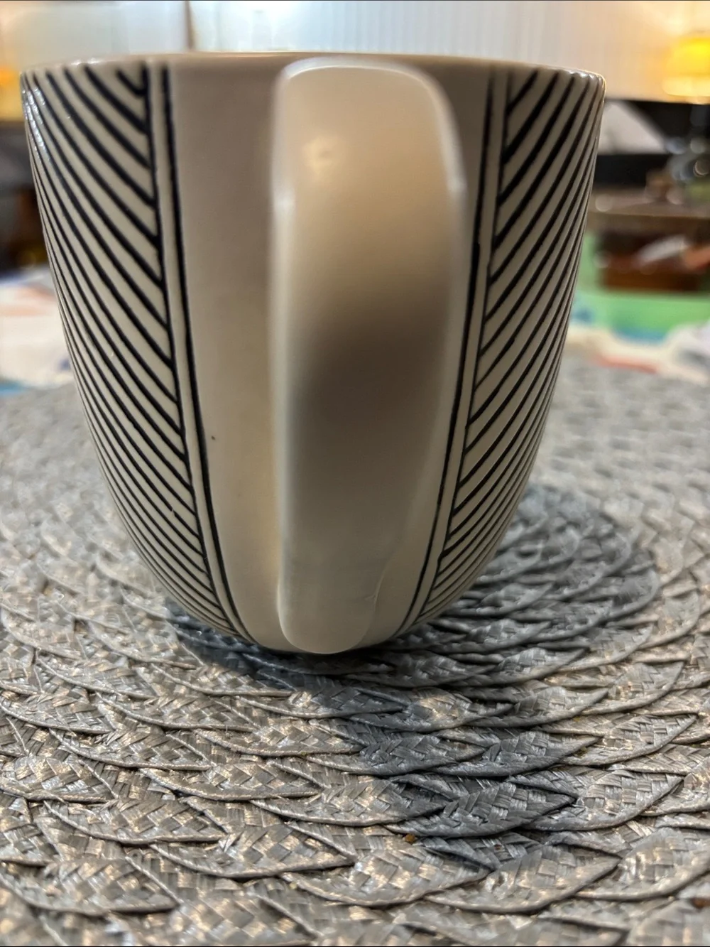 West Elm Blue and White Striped Ceramic Mug by Anthony Shapiro
